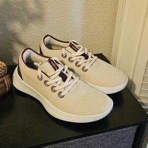 Allbirds Limited Edition Cream And Burgundy Womens Runner Go Wool Sneakers